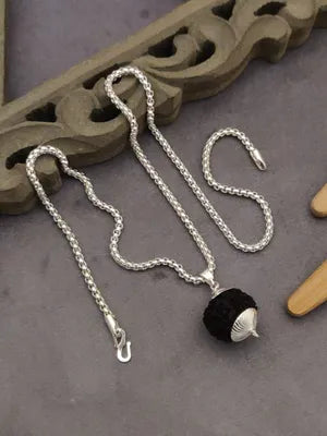 Original Rudraksha Silver Chain Pendant – Spiritual & Elegant Design